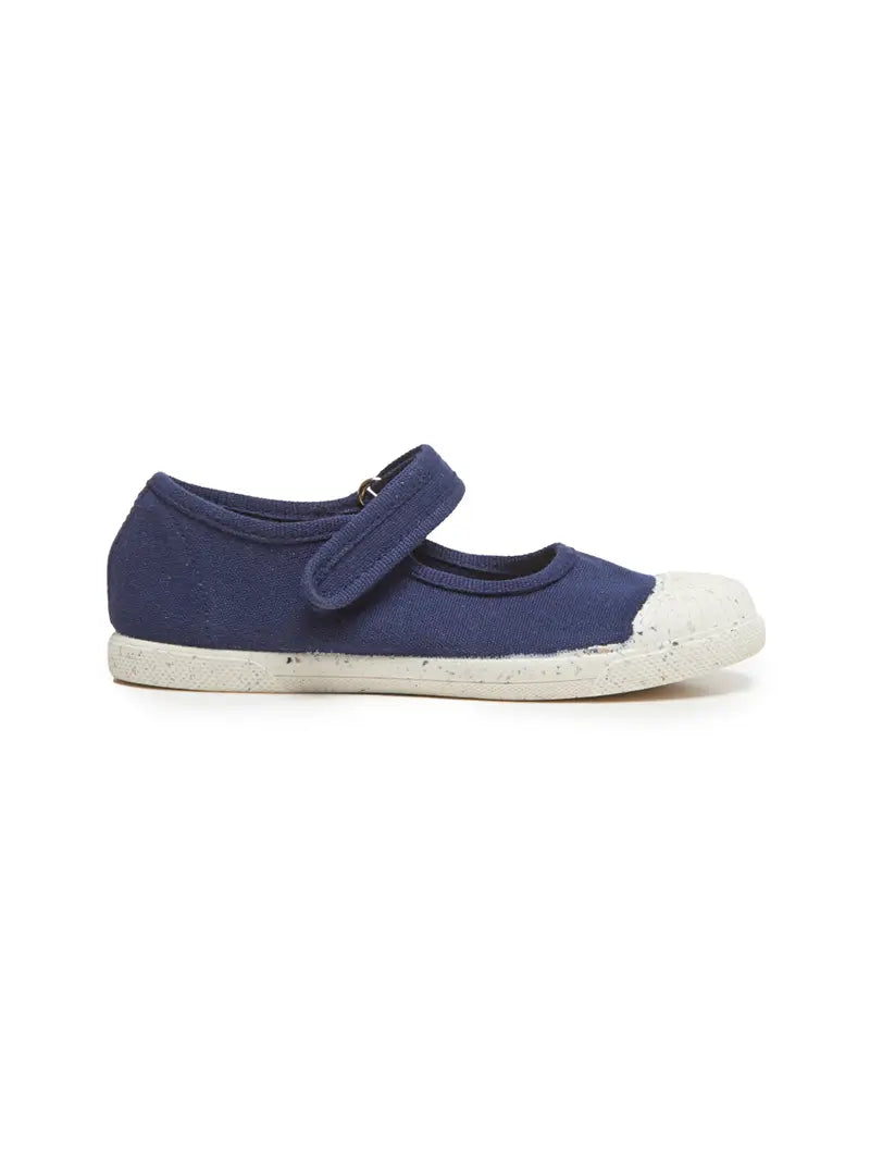 Eco-Friendly Canvas Mary Jane Sneakers in Navy