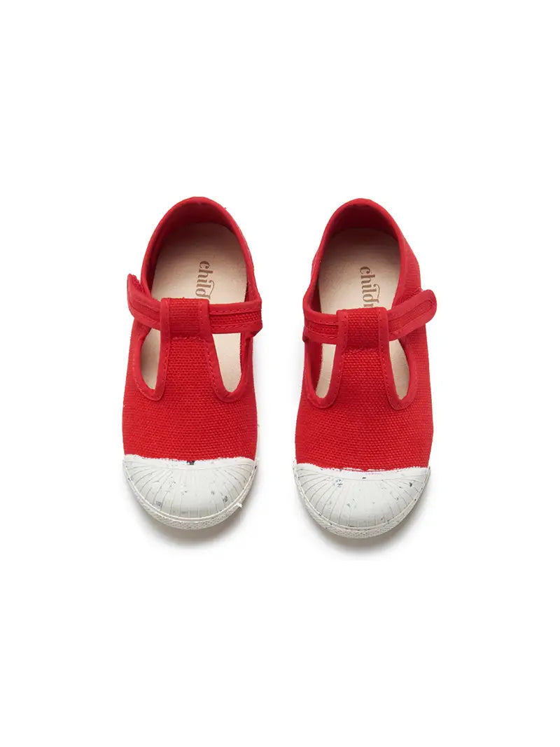 Eco-Friendly T-Band Sneakers in Red