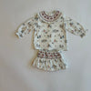 Smocked young baby and toddler set "girl playing print"