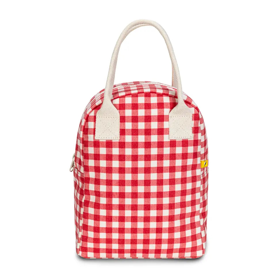 Zipper Lunch Bag - Gingham Red