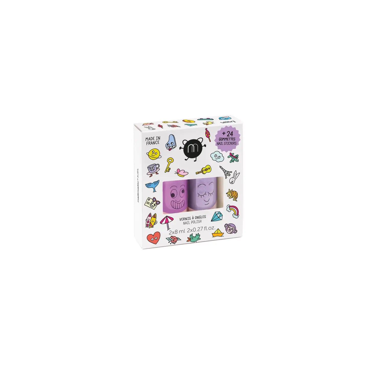 Nailmatic Set 2 Nail Polishes + 1 Nail Sticker WOW